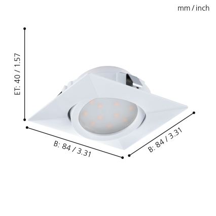 Eglo - CONJUNTO 3x Foco de encastrar LED PINEDA 1xLED/4,9W/230V