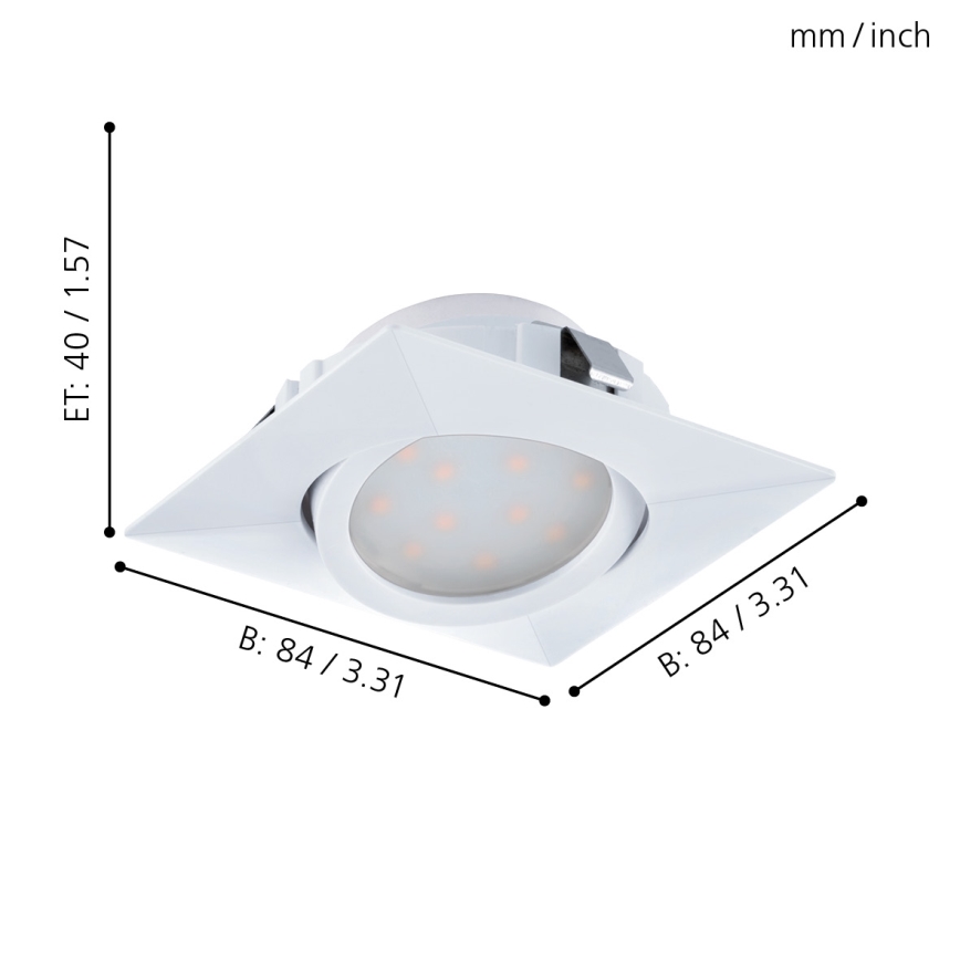 Eglo - CONJUNTO 3x Foco de encastrar LED PINEDA 1xLED/4,9W/230V