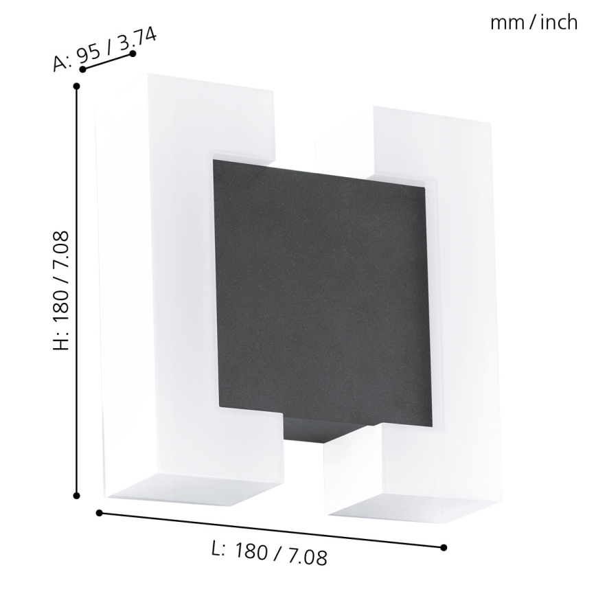 Eglo - Luz de parede LED de exterior 2xLED/4,8W IP44