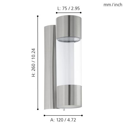 Eglo - Luz de parede LED de exterior 2xLED/3,7W IP44