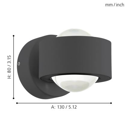 Eglo - Luz de parede LED 2 2xLED/2,5W/230V