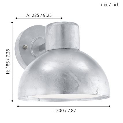 Eglo - Luz de parede de exterior 1xE27/60W IP44