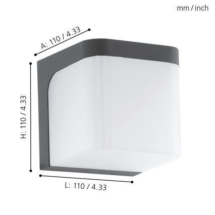 Eglo - Iluminação de parede exterior LED LED/4,9W/230V IP44