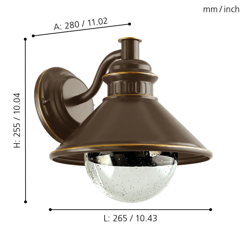 Eglo - Luz de parede de exterior 1xE27/40W IP44