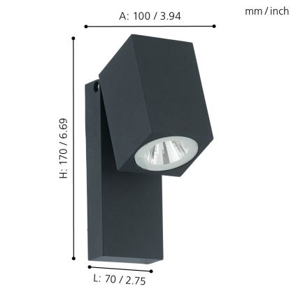 Eglo - Luz de parede LED de exterior LED/5W/230V IP44