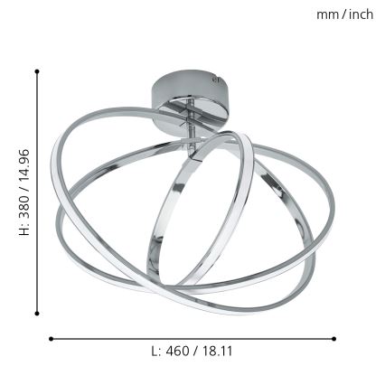 Eglo - Luz de teto LED 3xLED/12W+14W+9W/230V