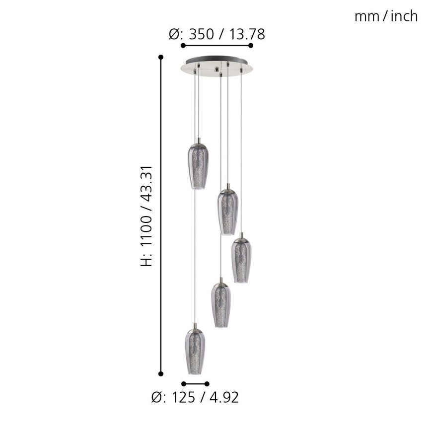 Eglo 96345 - Candelabro num fio LED FARSALA 5xG9/2,5W/230V