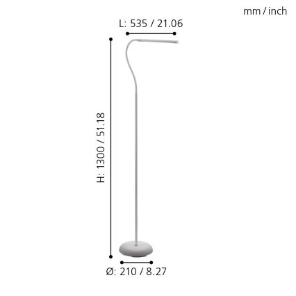 Eglo - Candeeiro de chão LED táctil com regulação LED/4,5W/230V
