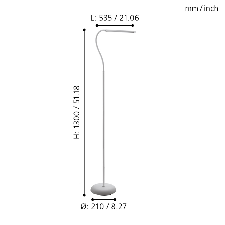 Eglo - Candeeiro de chão LED táctil com regulação LED/4,5W/230V