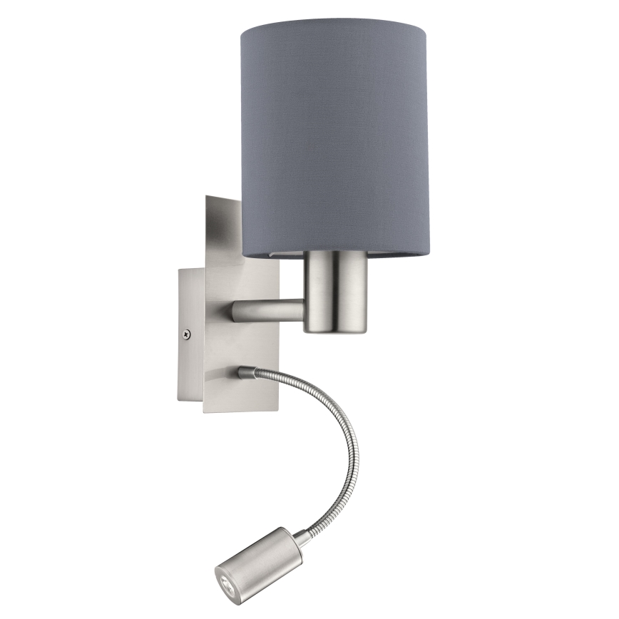 Eglo - Luz de parede LED 1xE27/40W+LED/3,8W cinzento