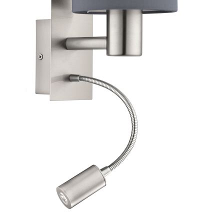 Eglo - Luz de parede LED 1xE27/40W+LED/3,8W cinzento