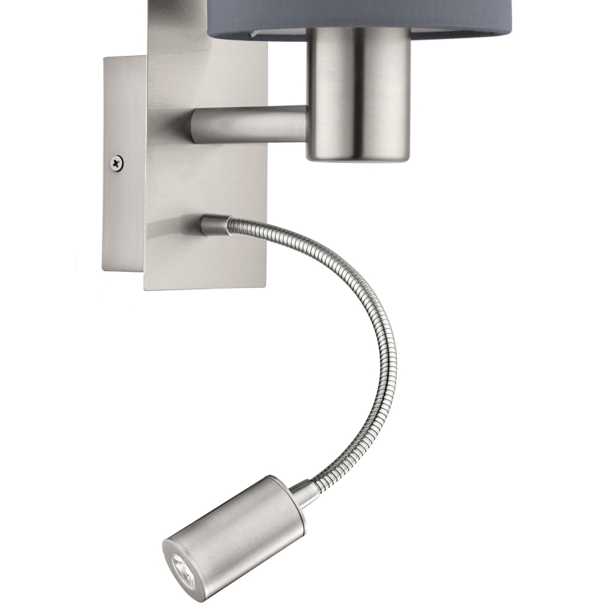 Eglo - Luz de parede LED 1xE27/40W+LED/3,8W cinzento