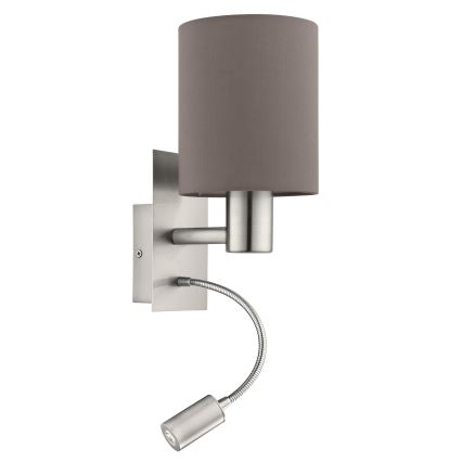 Eglo - Luz de parede LED 1xE27/40W+LED/3,8W cinzento