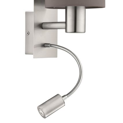 Eglo - Luz de parede LED 1xE27/40W+LED/3,8W cinzento