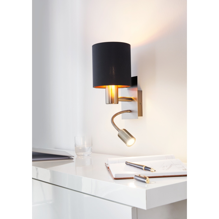 Eglo - Luz de parede LED 1xE27/40W+LED/3,8W preto antigo