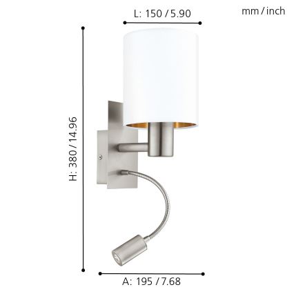 Eglo - Luminária Flexível LED 1xE27/40W+LED/3,8W branca