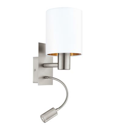 Eglo - Luz de parede LED 1xE27/40W+LED/3,8W branco