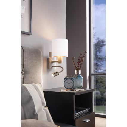 Eglo - Luz de parede LED 1xE27/40W+LED/3,8W branco