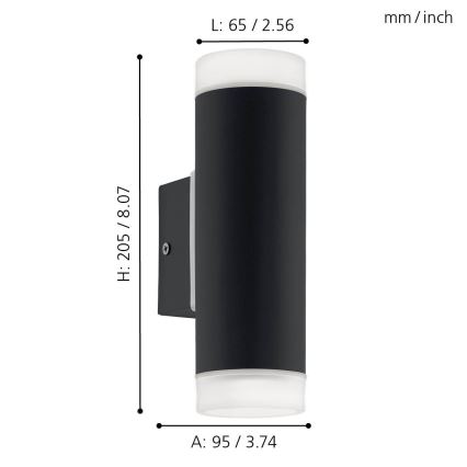 Eglo - Luz de parede LED de exterior 2xGU10/5W IP44
