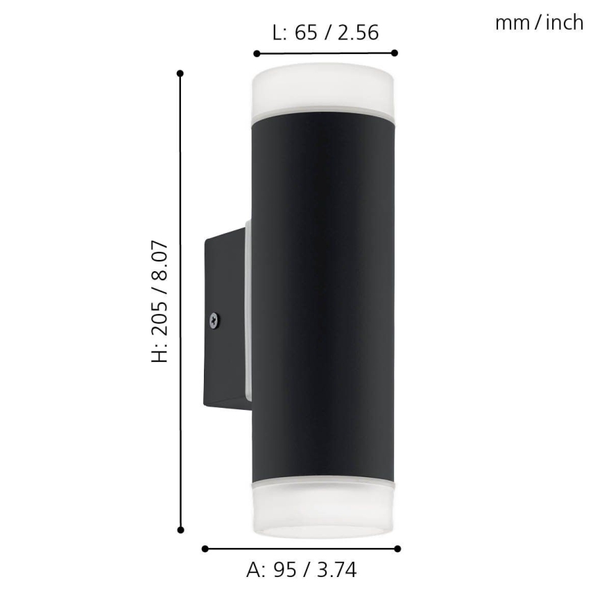 Eglo - Luz de parede LED de exterior 2xGU10/5W IP44