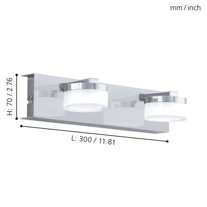 Eglo - LED Regulação iluminação de parede de casa de banho 2xLED/7,2W/ IP44