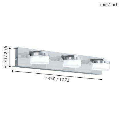 Eglo - LED Regulação iluminação de parede de casa de banho 3xLED/7,2W/ IP44