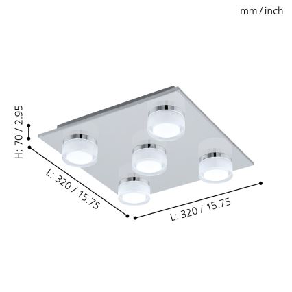 Eglo - Iluminação de teto de casa de banho LED com regulação 5xLED/7,2W/ IP44