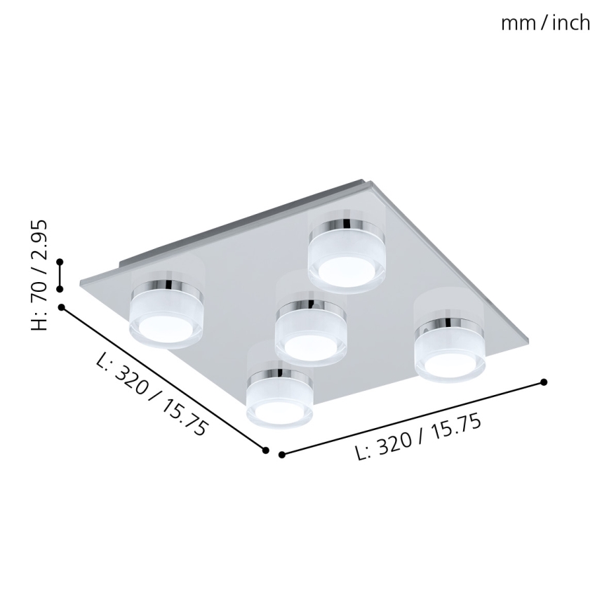 Eglo - Iluminação de teto de casa de banho LED com regulação 5xLED/7,2W/ IP44