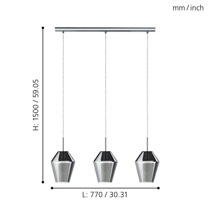 Eglo - Luz pendente 3xE27/28W/230V
