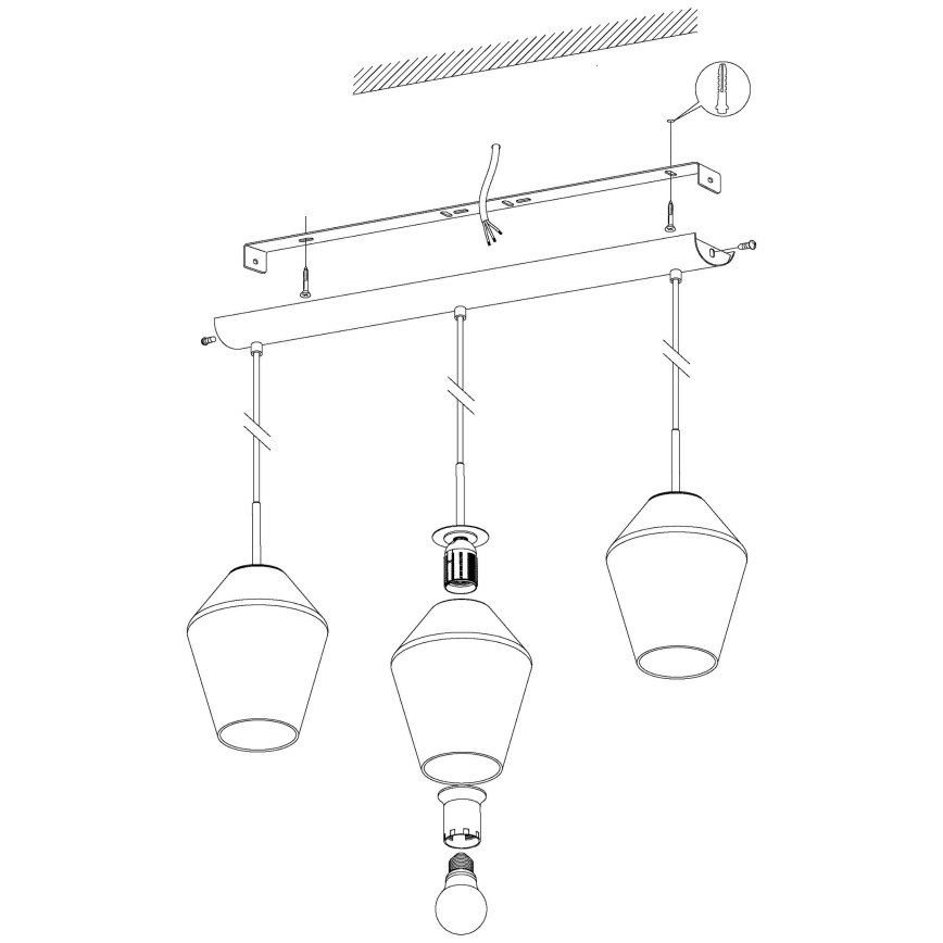 Eglo - Luz pendente 3xE27/28W/230V
