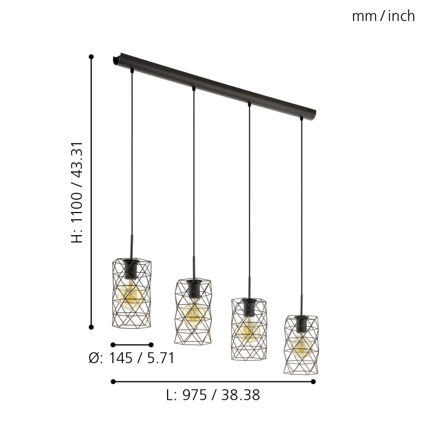 Eglo - Luz pendente 4xE27/60W/230V