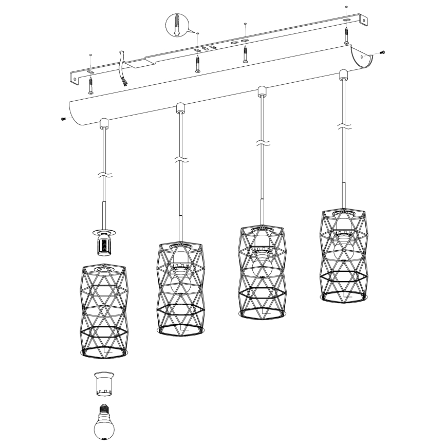 Eglo - Luz pendente 4xE27/60W/230V