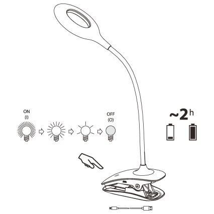 Eglo - Candeeiro com clipe LED com regulação 1xLED/3W/230V 500 mAh branco