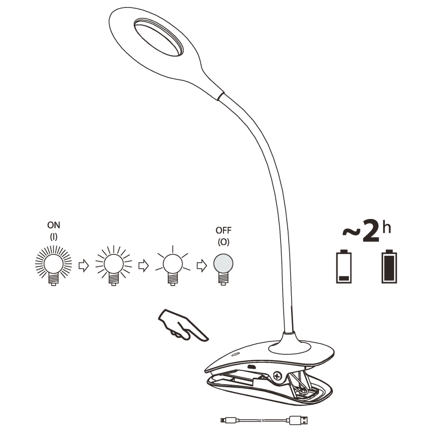 Eglo - Candeeiro com clipe LED com regulação 1xLED/3W/230V 500 mAh branco