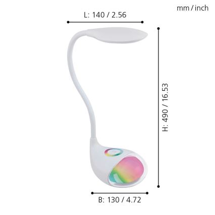 Eglo - Candeeiro de mesa fosco LED 1xLED/2,2W+0,3W/230V RGB