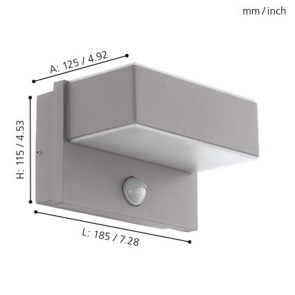 Eglo - Luz de parede LED de exterior com sensor 2xLED/5,6W/230V IP44