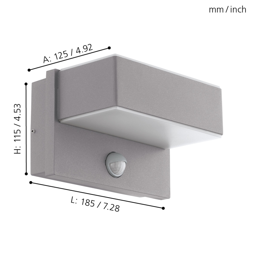 Eglo - Luz de parede LED de exterior com sensor 2xLED/5,6W/230V IP44