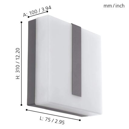 Eglo - Iluminação de parede exterior LED com regulação TORAZZA-C LED/14W/230V IP44