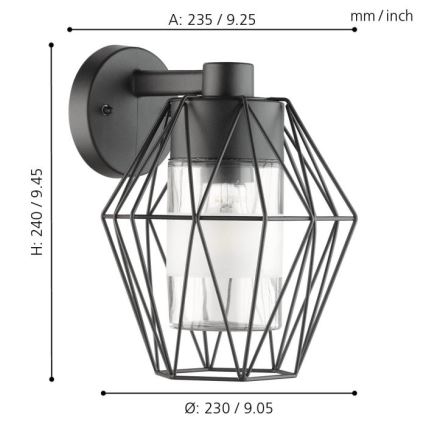 Eglo - Luz de parede de exterior 1xE27/60W/230V IP44