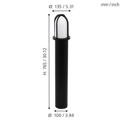 Eglo 97229 - Candeeiro de exterior PAULLO 1xE27/40W/230V 765 mm IP44