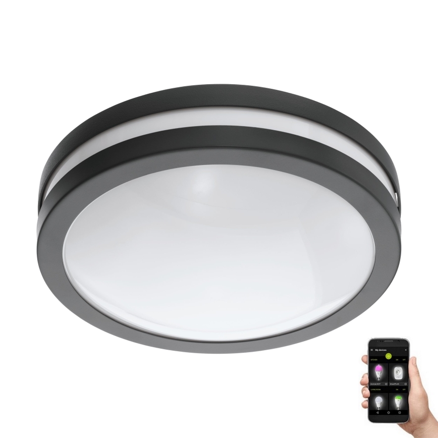 Eglo - Iluminação de teto para casa de banho LED com regulação LOCANA-C LED/14W/230V Bluetooth IP44 antracite