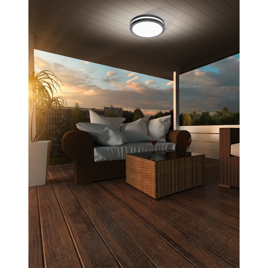 Eglo - Iluminação de teto para casa de banho LED com regulação LOCANA-C LED/14W/230V Bluetooth IP44 antracite