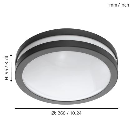 Eglo - Iluminação de teto para casa de banho LED com regulação LOCANA-C LED/14W/230V Bluetooth IP44 antracite