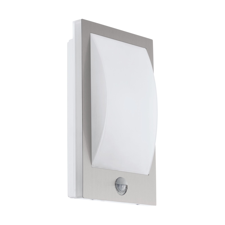 Eglo - Iluminação de parede exterior com sensor 1xE27/12W/230V IP44 cromado mate