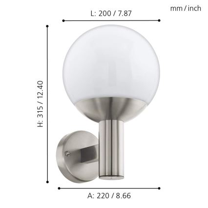 Eglo - Iluminação de parede exterior LED RGB NISIA-C 1xE27/9W/230V IP44