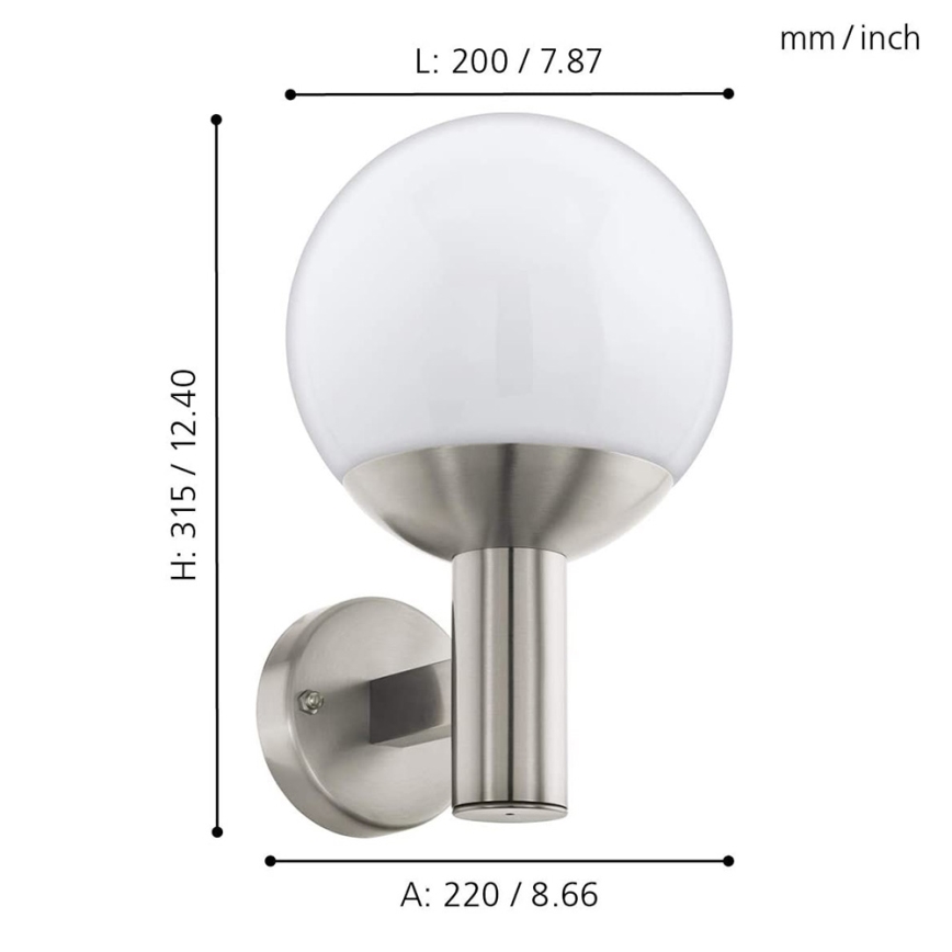 Eglo - Iluminação de parede exterior LED RGB NISIA-C 1xE27/9W/230V IP44