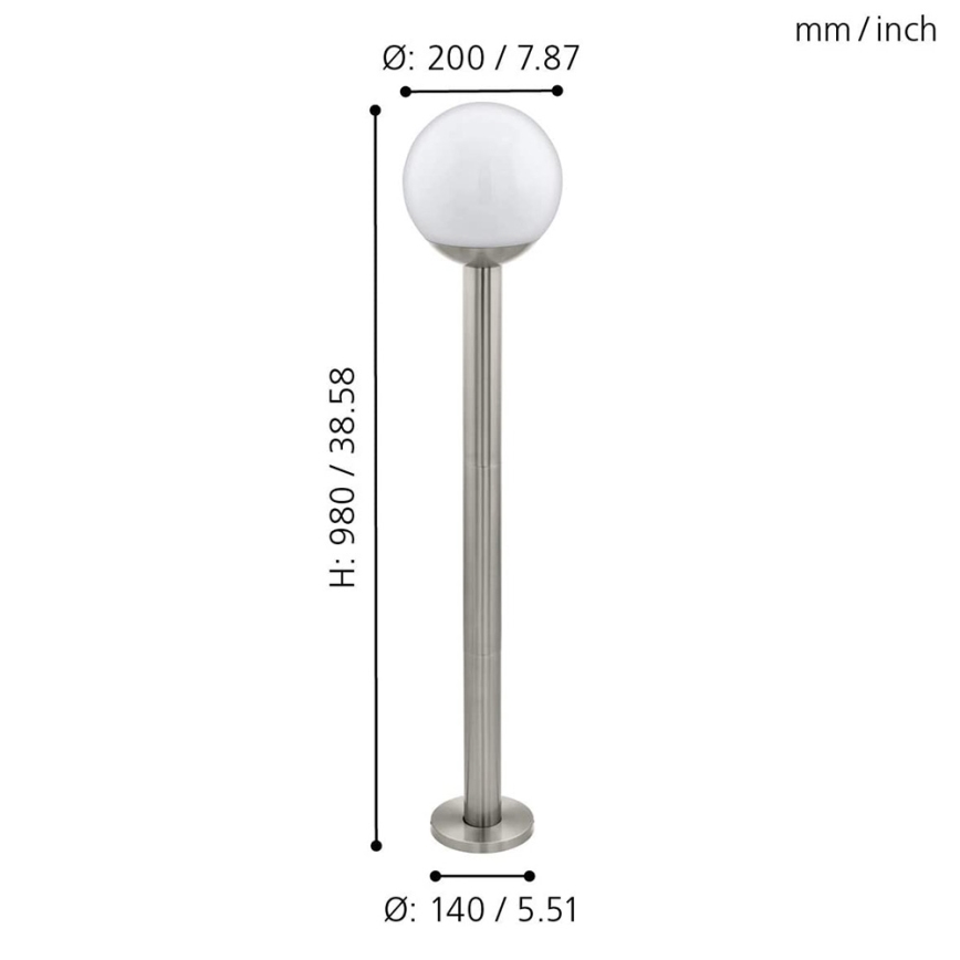 Eglo - Candeeiro exterior LED com regulação NISIA-C 1xE27/9W/230V 980 mm IP44