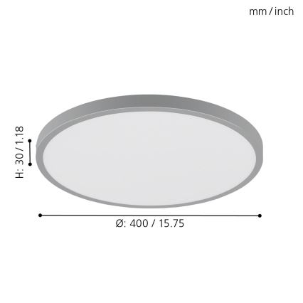Eglo - Luz de teto LED 1xLED/25W/230V prata redondo 4000K