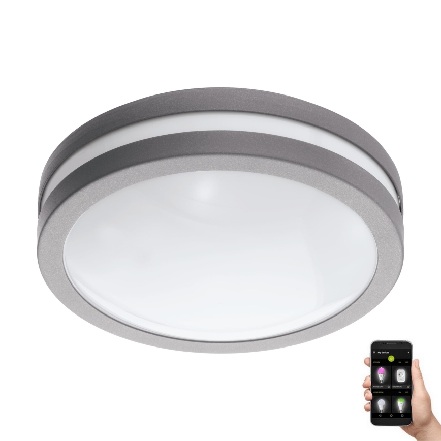 Eglo - Iluminação de teto de casa de banho LED com regulação LOCANA-C LED/14W cinzento IP44