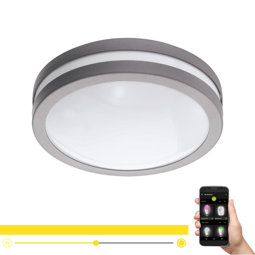Eglo - Iluminação de teto de casa de banho LED com regulação LOCANA-C LED/14W cinzento IP44